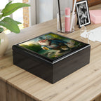 Smiling Gnome At River With Backpack, Beer in Hand Jewelry Box