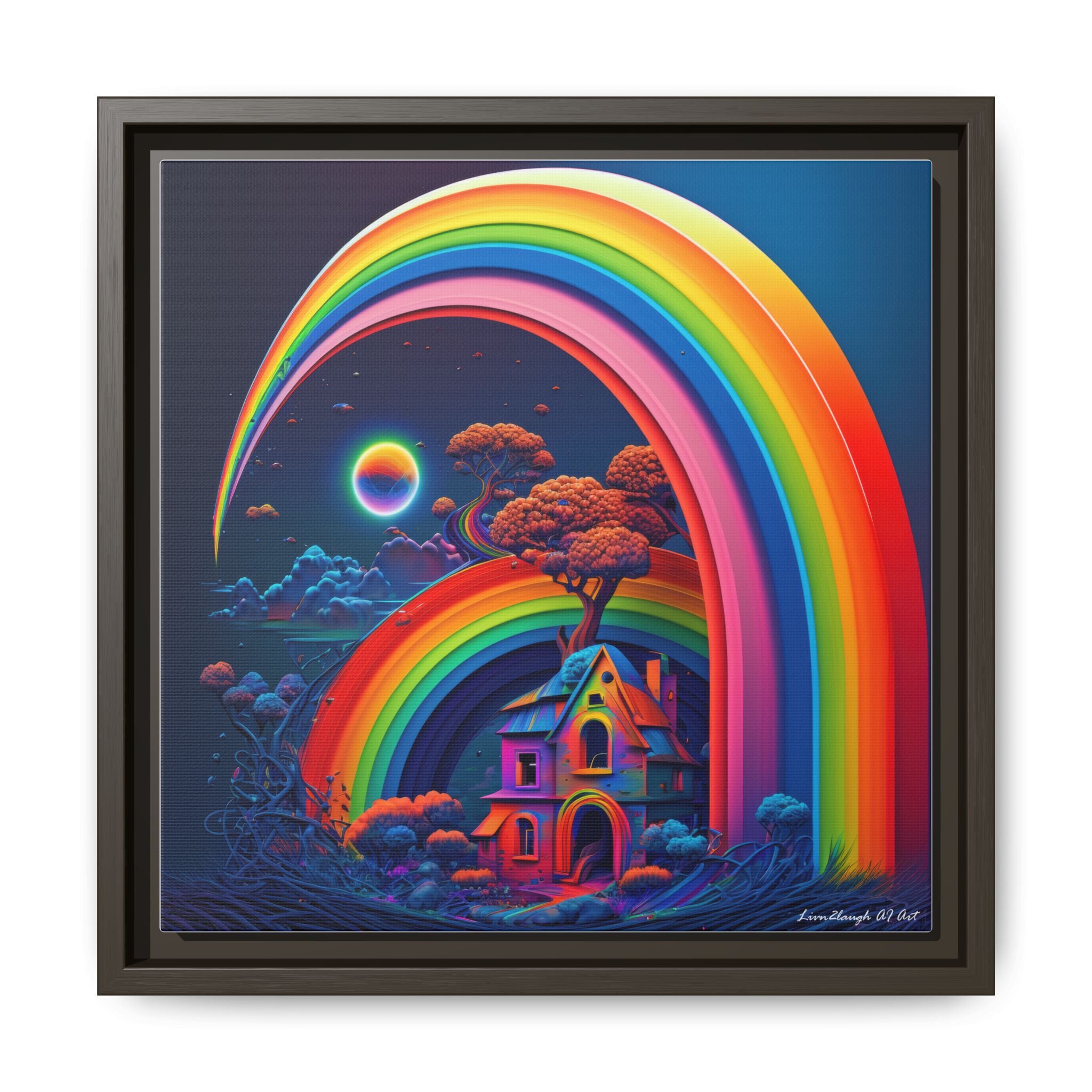 Home Beneath the Rainbow, Art Print — Colorful Modern Wall Canvas