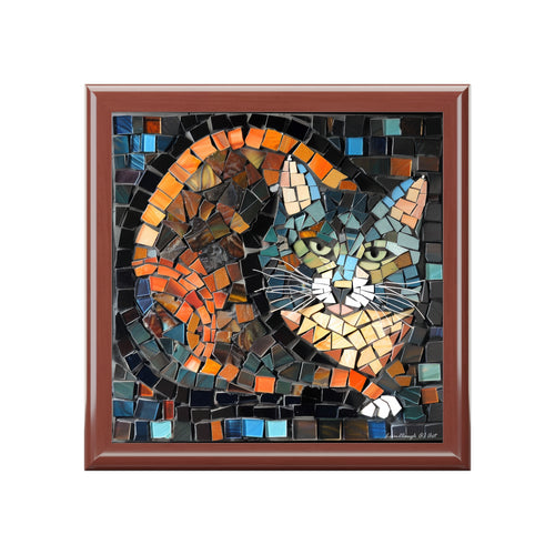 "Bold Mosaic Cat", Jewelry- Stash- Collection Box