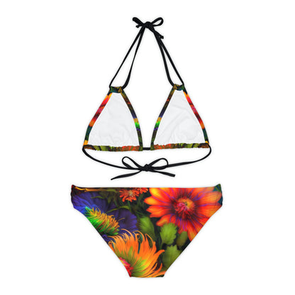 Bold And Beautiful Flowers Style One Strappy Bikini Set (AOP)