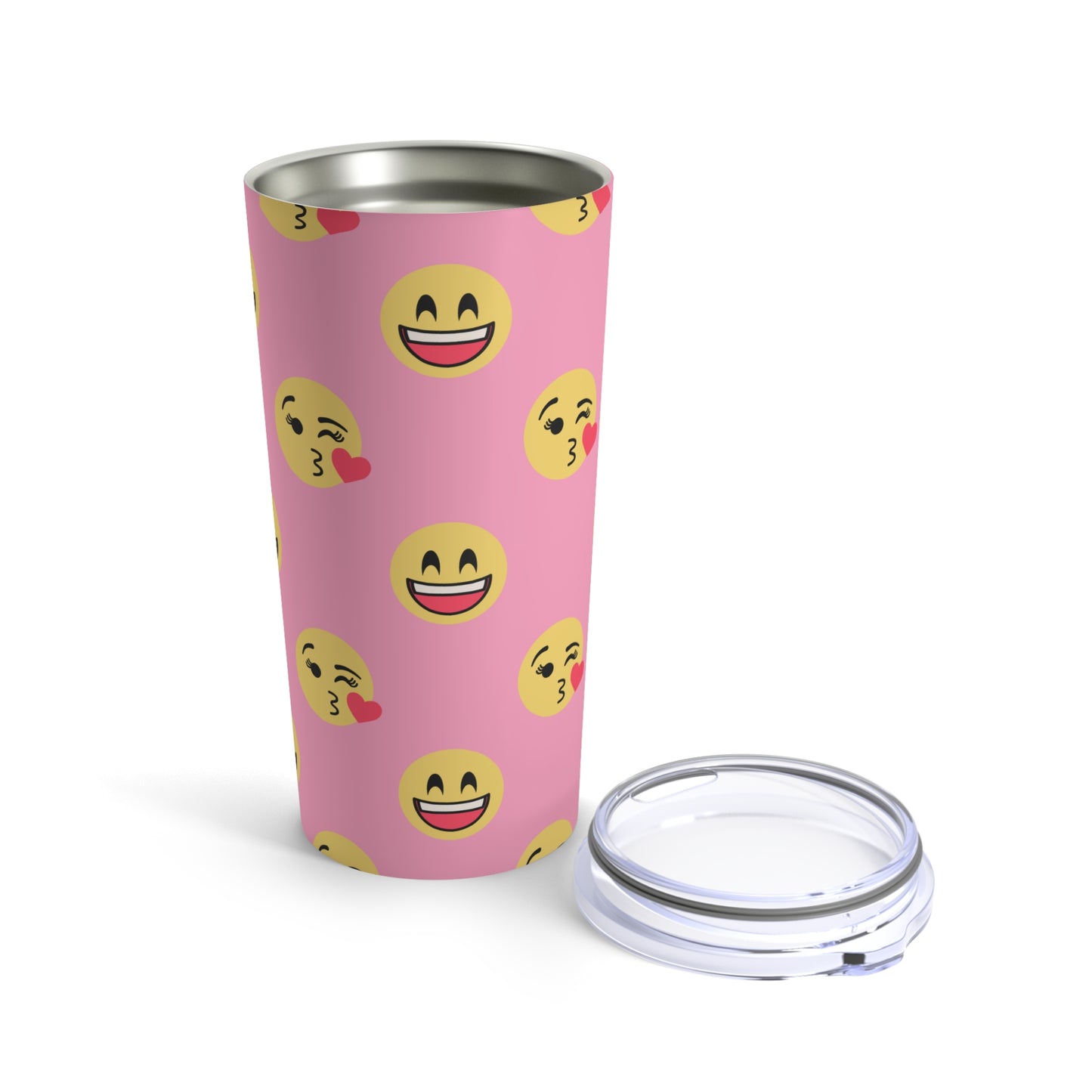 Guys And Girls Yellow Smiley Faces With Pink Background By SimiSwimStudios Tumbler 20oz