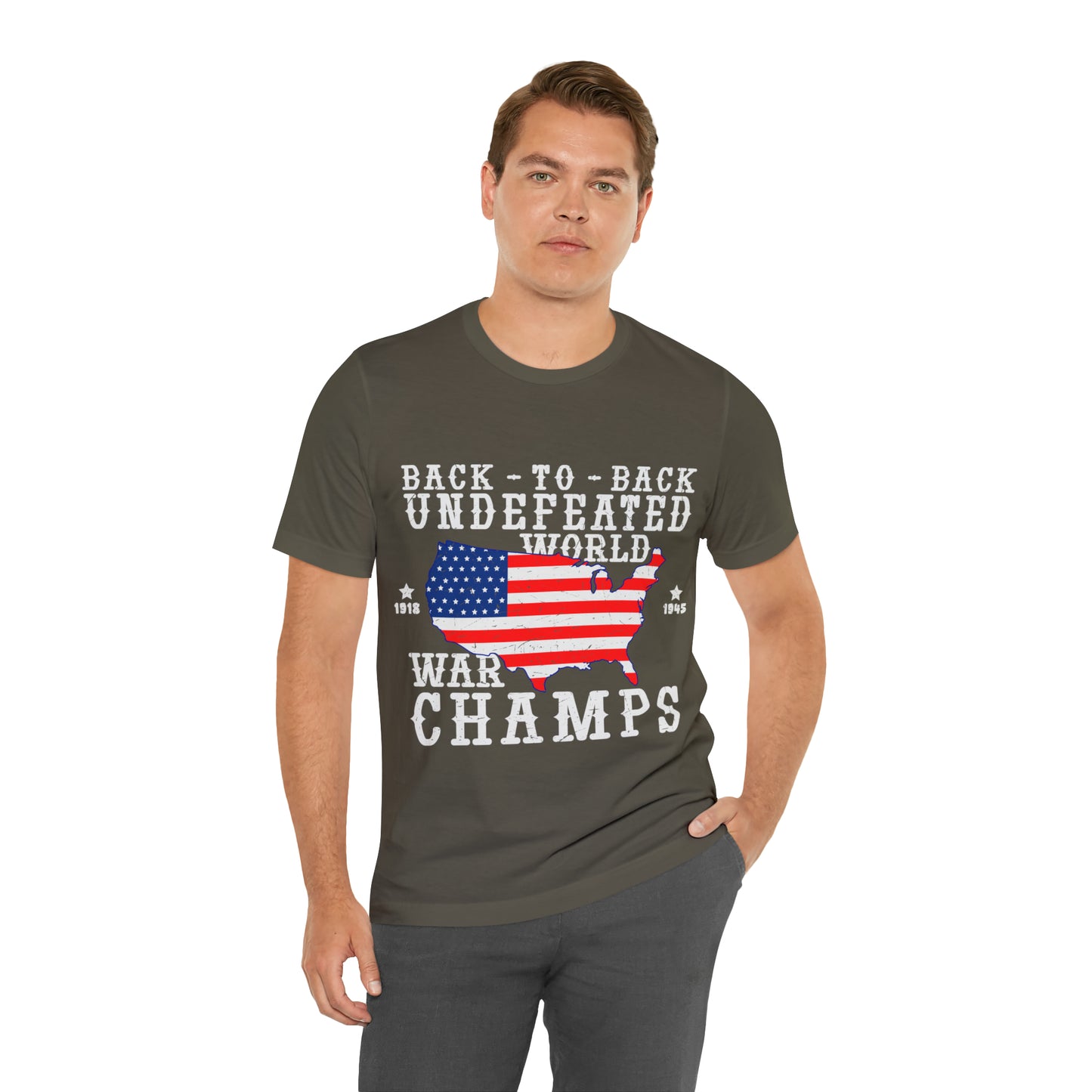 Back to Back World War Champs, American Flag, Fourth Of July 4th Unisex Jersey Short Sleeve Tee