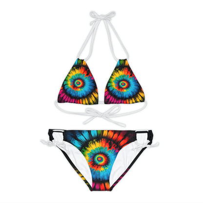 Bold And Beautiful Tie Dye Style Four Strappy Bikini Set (AOP)