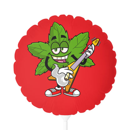 Marijuana Reggae Pot Leaf Man Smoking A Joint With Red Sneakers Style 2, Red Balloon (Round and Heart-shaped), 11"