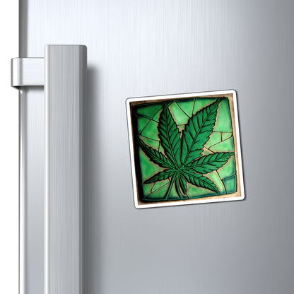 Large Beautiful Marijuana Leaf With Gorgeous Green Background Magnets
