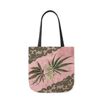 Grey Lace Gorgeous Pink Designed Marijuana 420 Weed Polyester Canvas Tote Bag (AOP)
