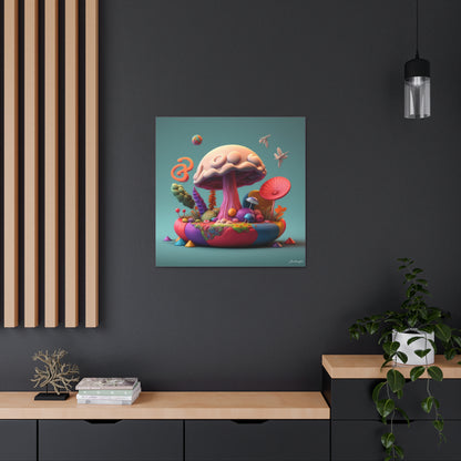 Gummy-Candy Style Mushroom Fun Bliss Cute Flowers Canvas Gallery Wraps