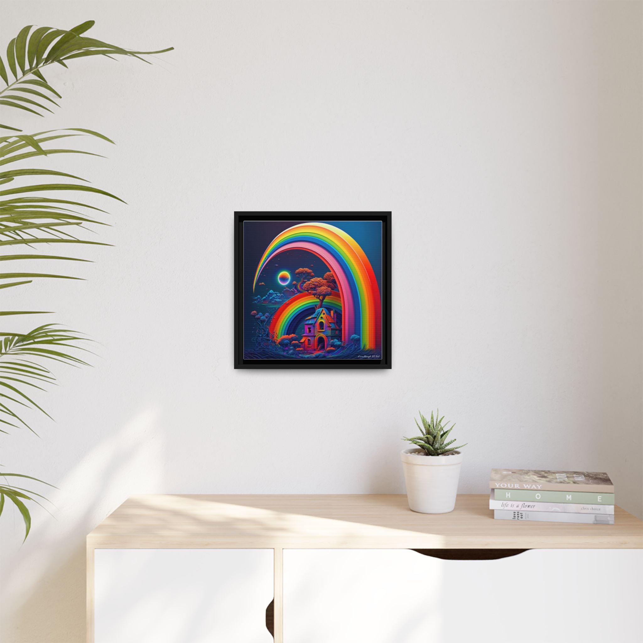 Home Beneath the Rainbow, Art Print — Colorful Modern Wall Canvas