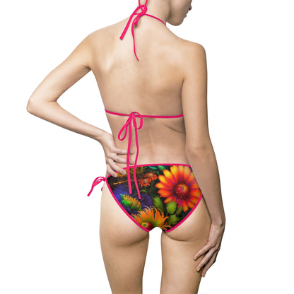Bold And Beautiful Designed floral Style One, Orange Straps Women's Bikini Swimsuit (AOP)