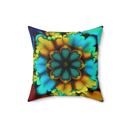 Bold And Beautiful Tie Dye B 3 Blue Yellow Spun Polyester Square Pillow