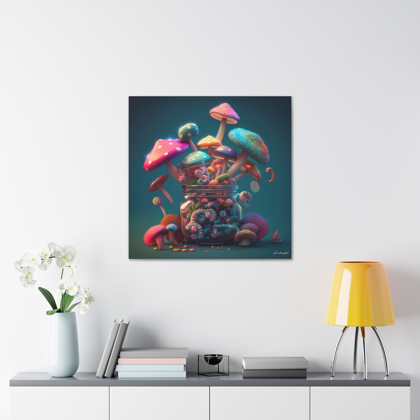 Beautiful Mushroom Luminating Colorful Bliss 11 Canvas Gallery Wraps