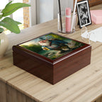 Smiling Gnome At River With Backpack, Beer in Hand Jewelry Box