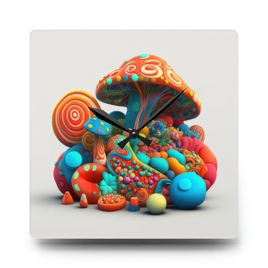 Hippie Mushroom Color Candy Style Design Style 1 Acrylic Wall Clock