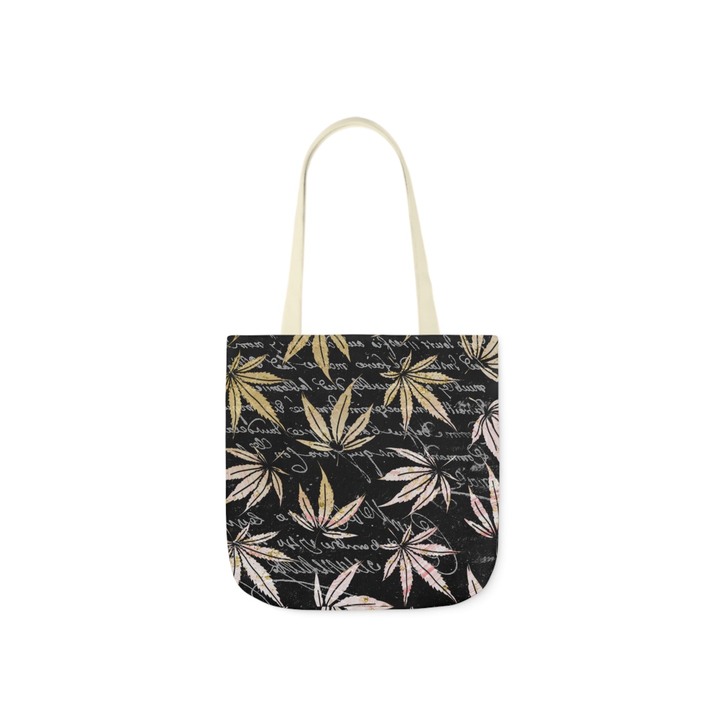 Gold And Black 420 Weed Marijuana Leaf Polyester Canvas Tote Bag (AOP)