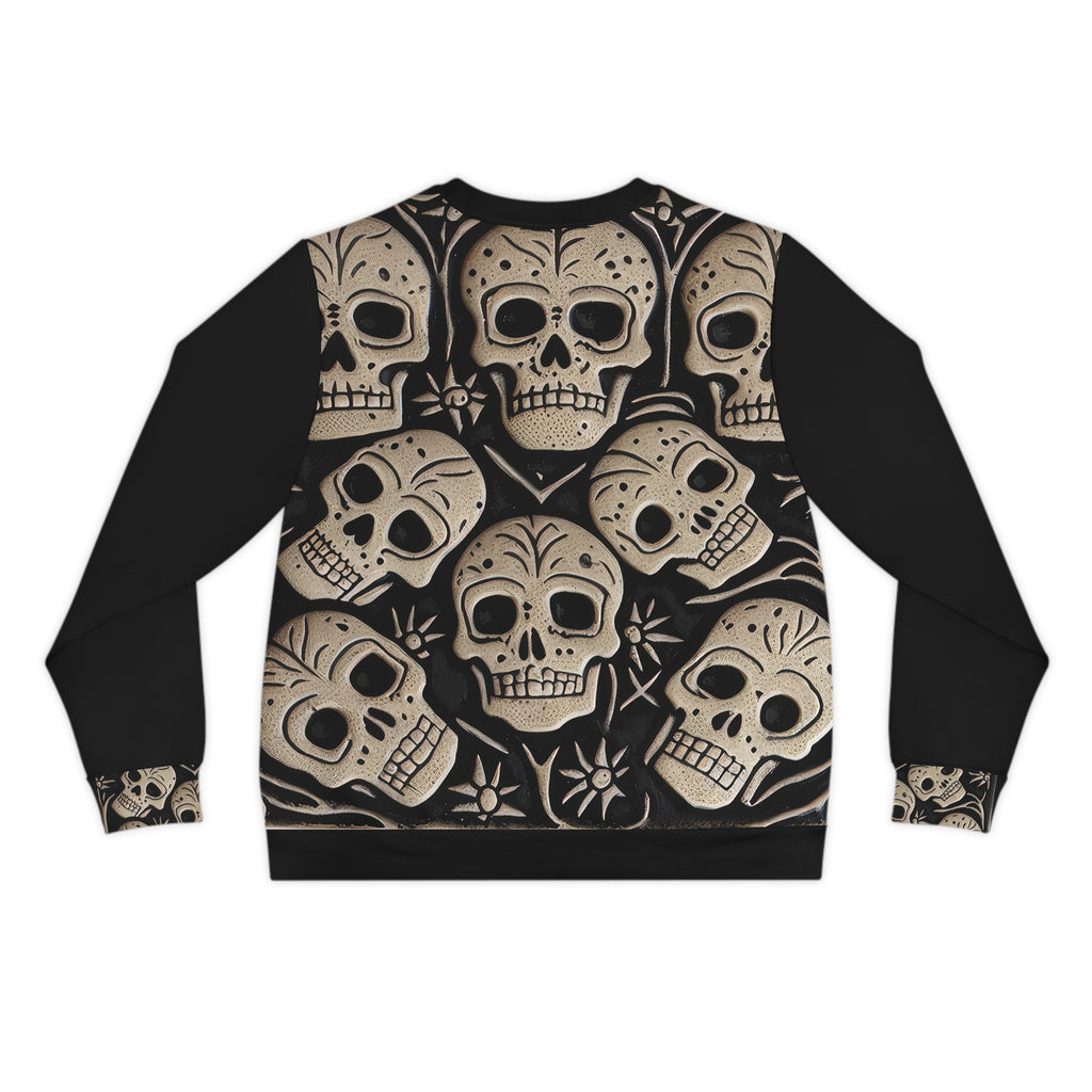 Metallic Chrome Silver Skulls and classic Designed Background Style 14 Lightweight Sweatshirt (AOP)