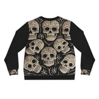 Metallic Chrome Silver Skulls and classic Designed Background Style 14 Lightweight Sweatshirt (AOP)