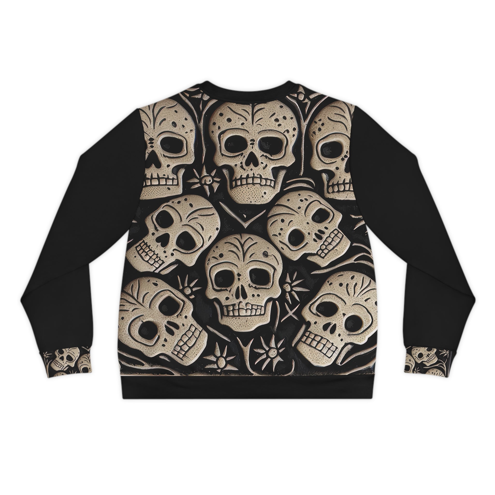 Metallic Chrome Silver Skulls and classic Designed Background Style 14 Lightweight Sweatshirt (AOP)