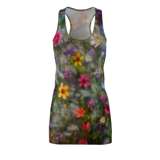 Bold & Beautiful & Metallic Wildflowers, Gorgeous floral Design, Style 2 A Women's Cut & Sew Racerback Dress (AOP)