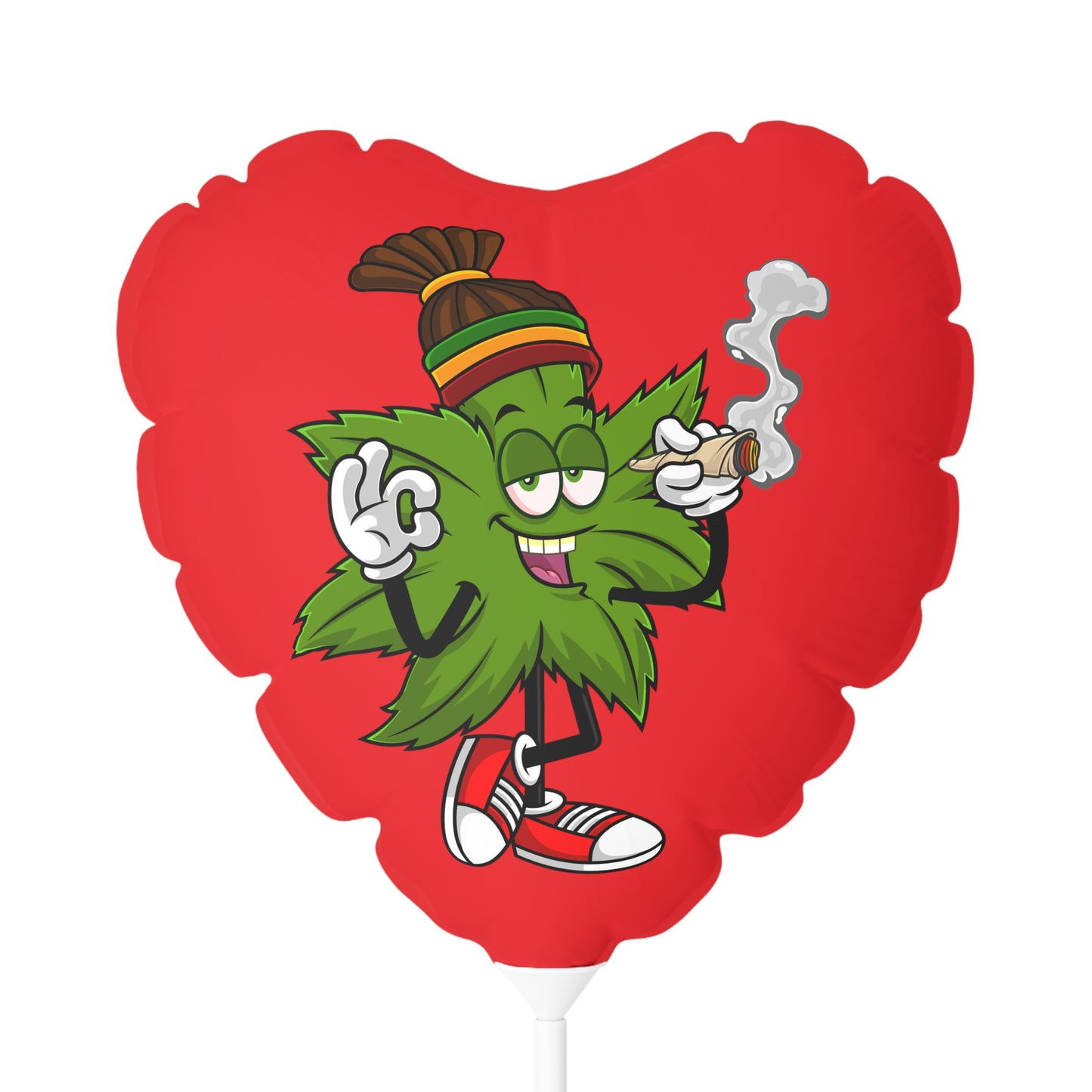 Marijuana Reggae Pot Leaf Man Smoking A Joint With Red Sneakers Style One, Red Balloon (Round and Heart-shaped), 11"