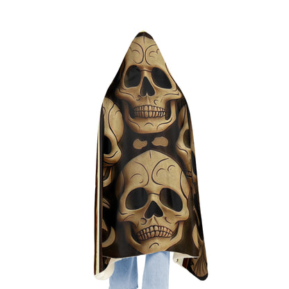 Deeply Detailed Black And Cream White Skulls Snuggle Blanket