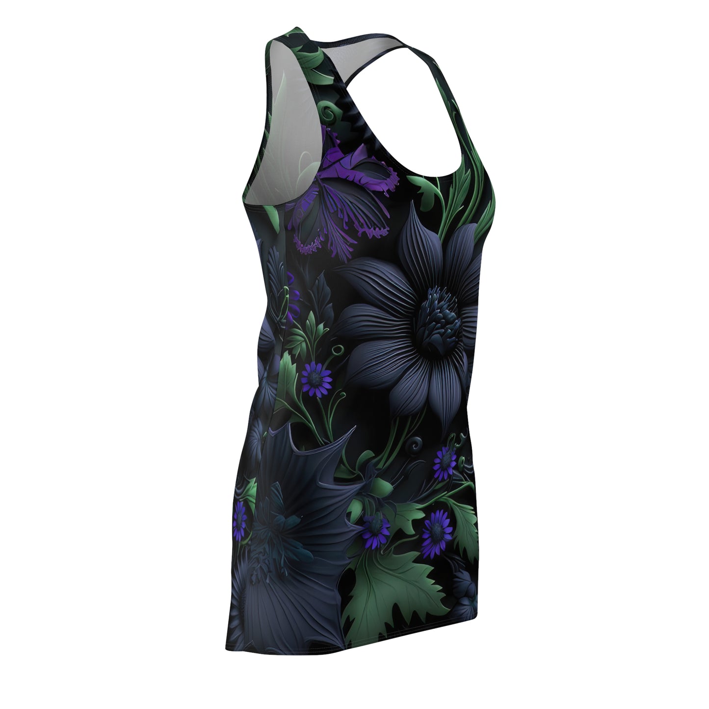 Gothic Bold & Beautiful flower floral Style 1 Women's Cut & Sew Racerback Dress (AOP)