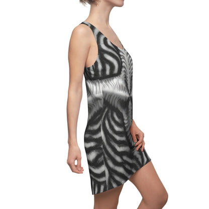 Beautiful Stars Abstract Star Style Black And White Women's Cut & Sew Racerback Dress (AOP)