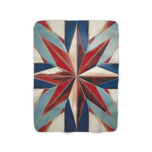 Beautiful Stars Abstract Star Style Red, White, And Blue Sherpa Fleece Blanket