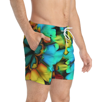 Bold And Beautiful Tie Dye B 3 Blue Yellow Swim Trunks (AOP)