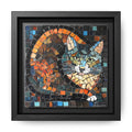 "Bold Mosaic Cat", Framed Mosaic Cat Art Print — Colorful Modern Wall Canvas