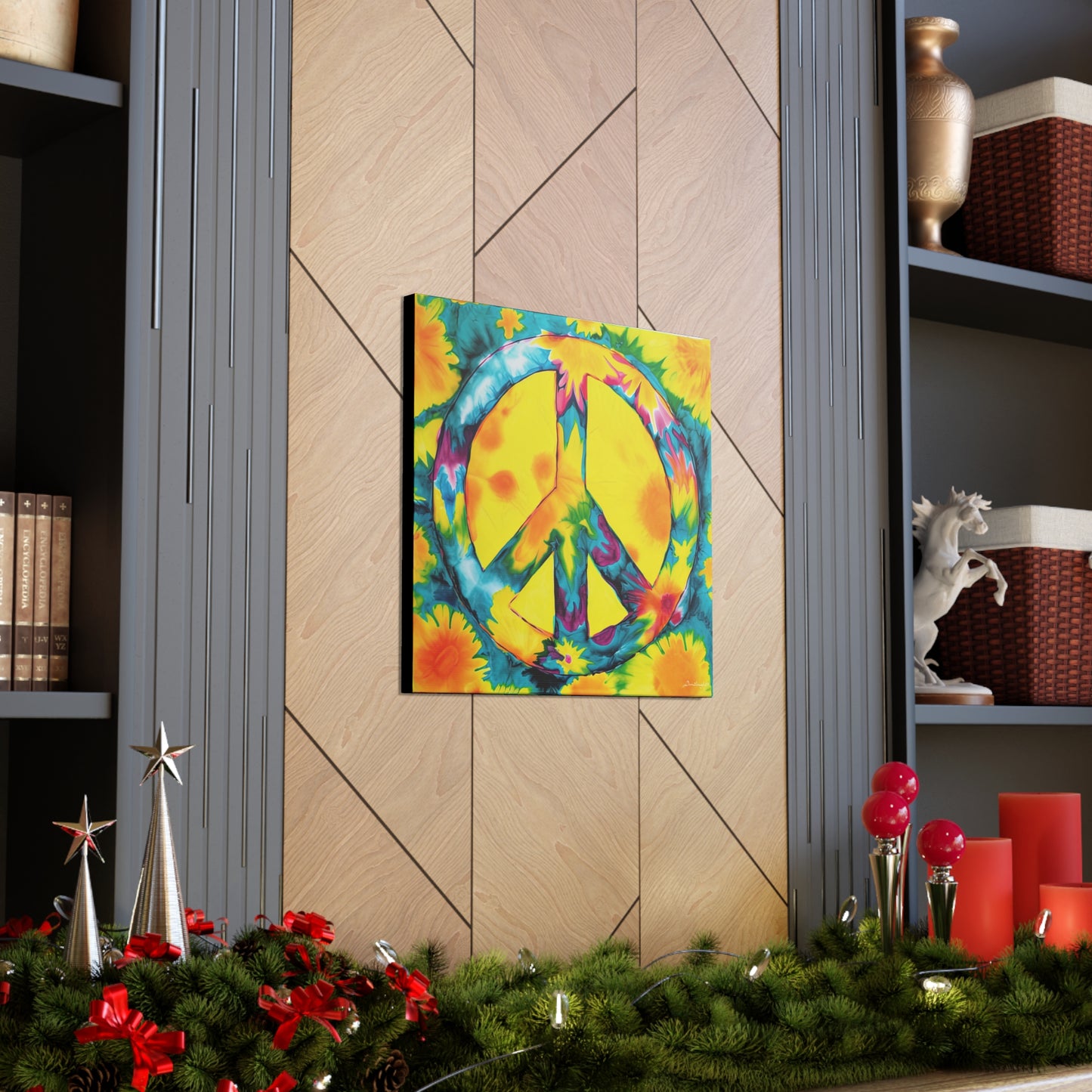 Coolio Tie Dye Hippie Peace Sign 10 Canvas Gallery Wraps