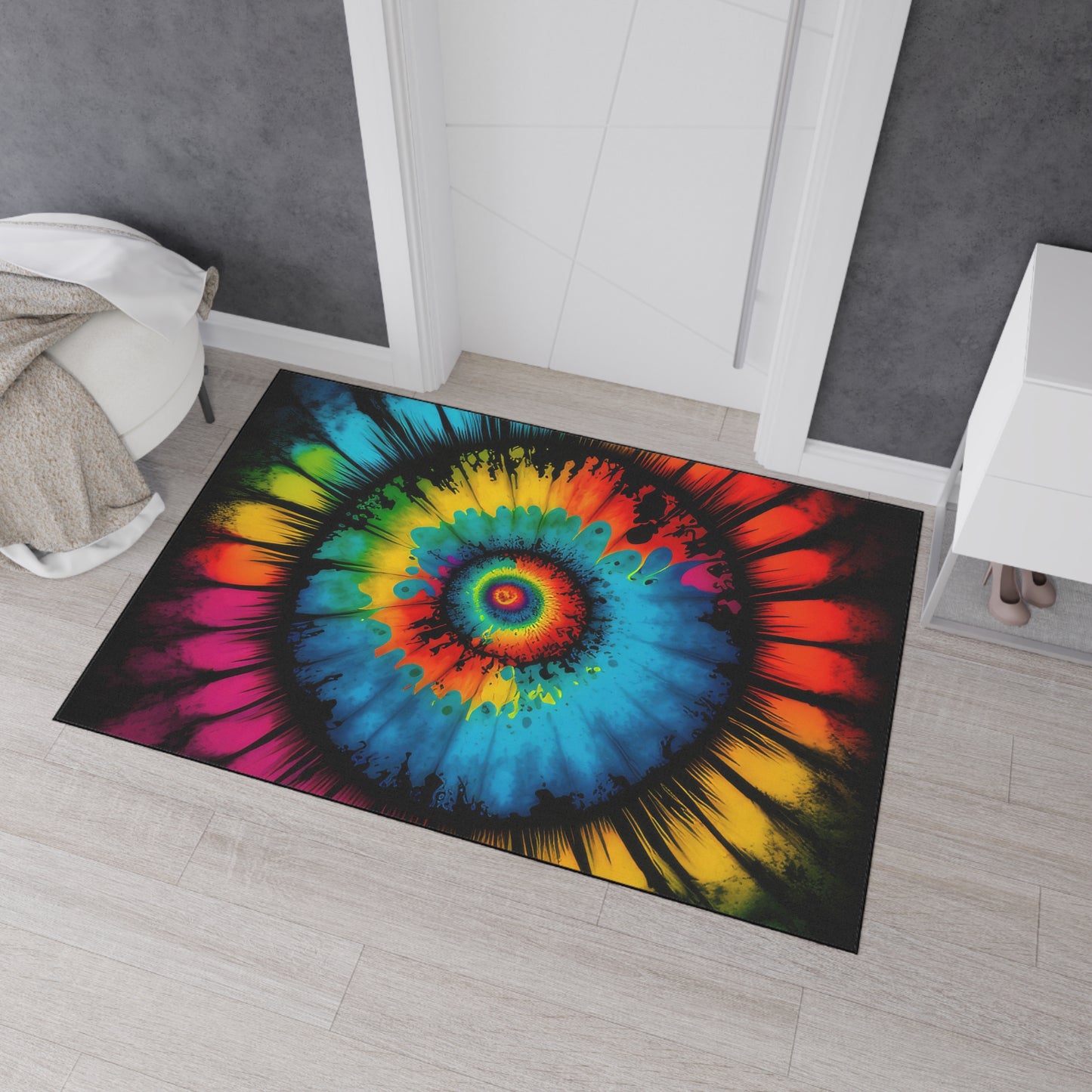 Bold And Beautiful Tie Dye Style Four Heavy Duty Floor Mat