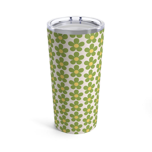 Green And Yellow Flowers On White Background By SimiSwimStudio Tumbler 20oz