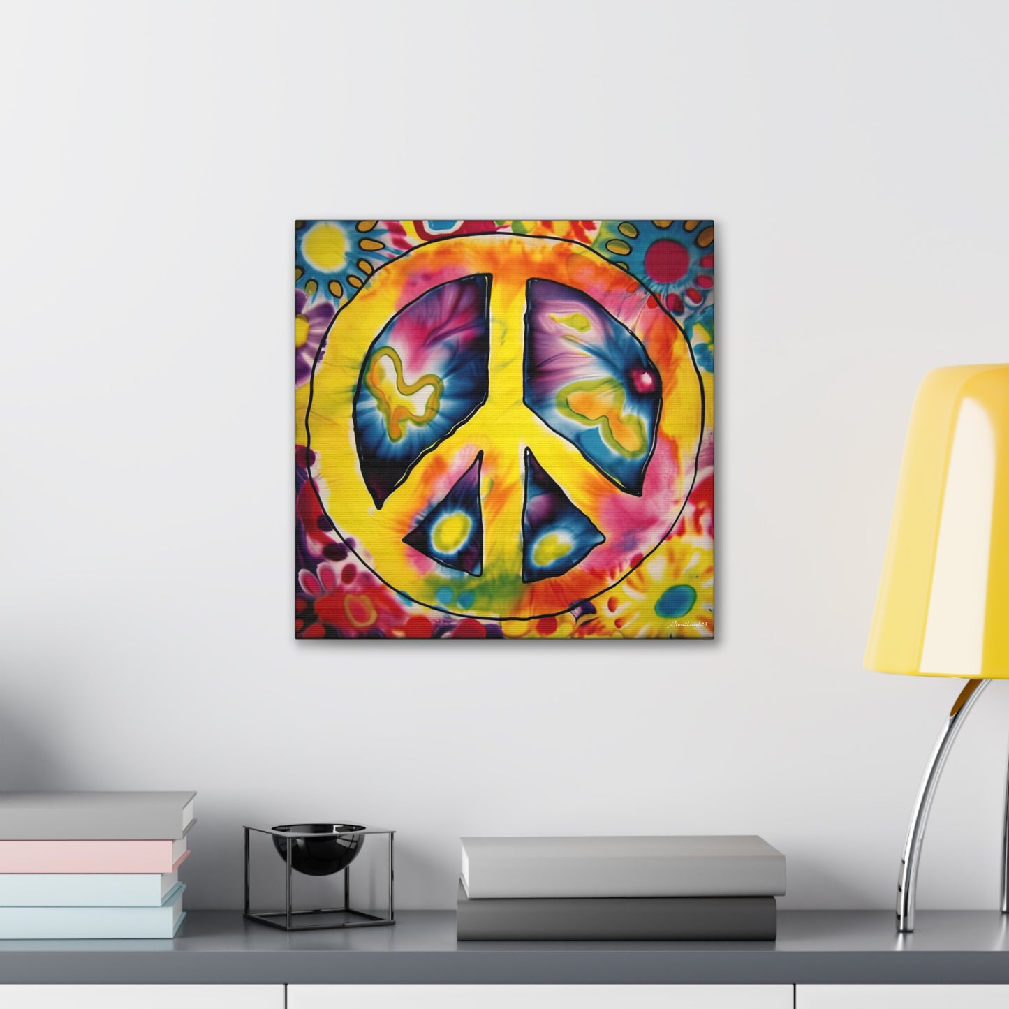 Coolio Tie Dye Hippie Peace Sign 7 Canvas Gallery Wraps