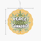 Love Peace Cannabis Yellow And Green Wind Spinner