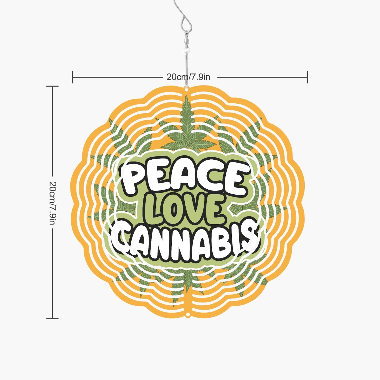 Love Peace Cannabis Yellow And Green Wind Spinner