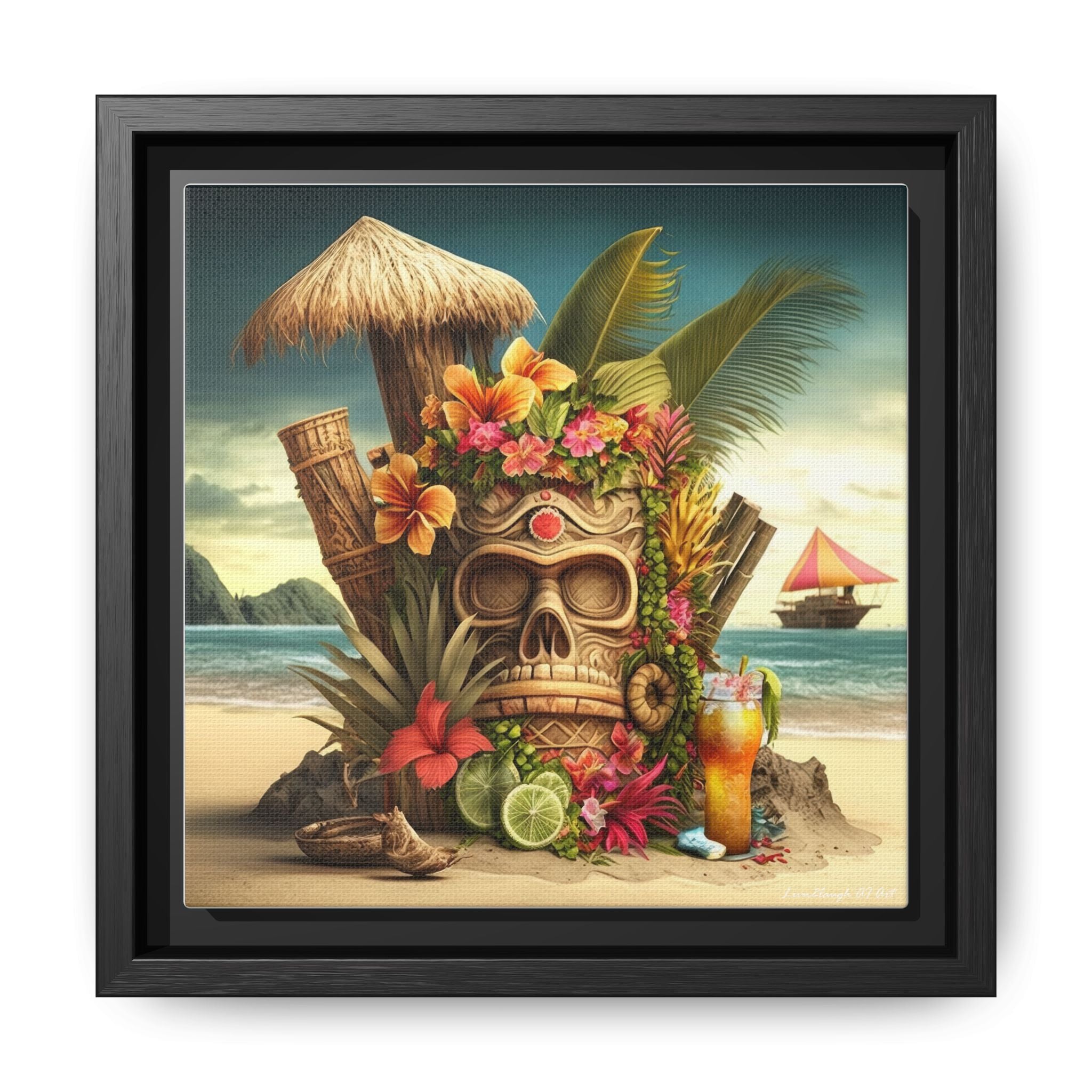 Tiki Dreams by the Shore, Art Print — Colorful Modern Wall Canvas