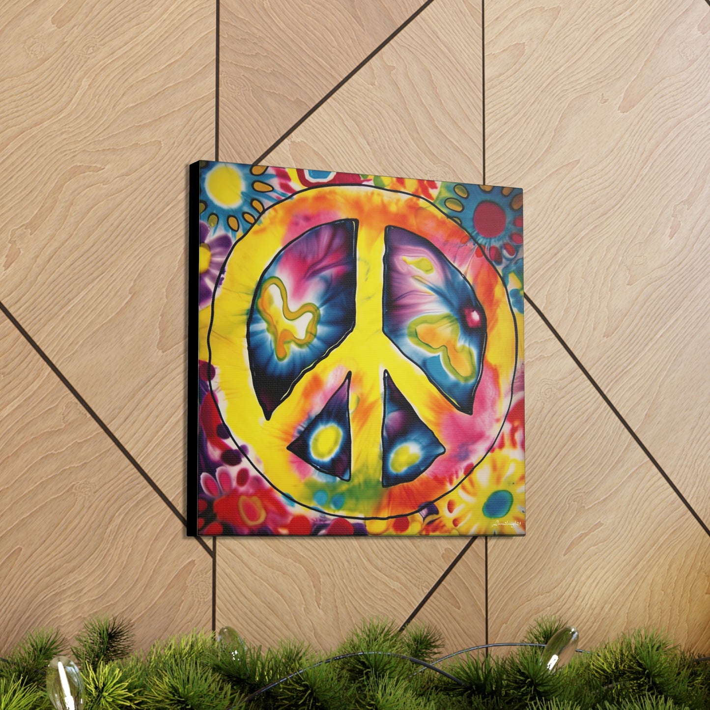 Coolio Tie Dye Hippie Peace Sign 7 Canvas Gallery Wraps