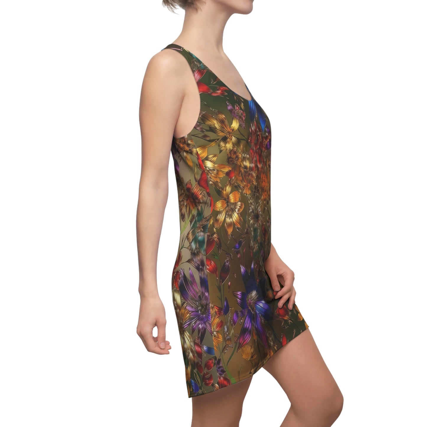 Bold & Beautiful & Metallic Wildflowers, Gorgeous floral Design, Style 1 A Women's Cut & Sew Racerback Dress (AOP)