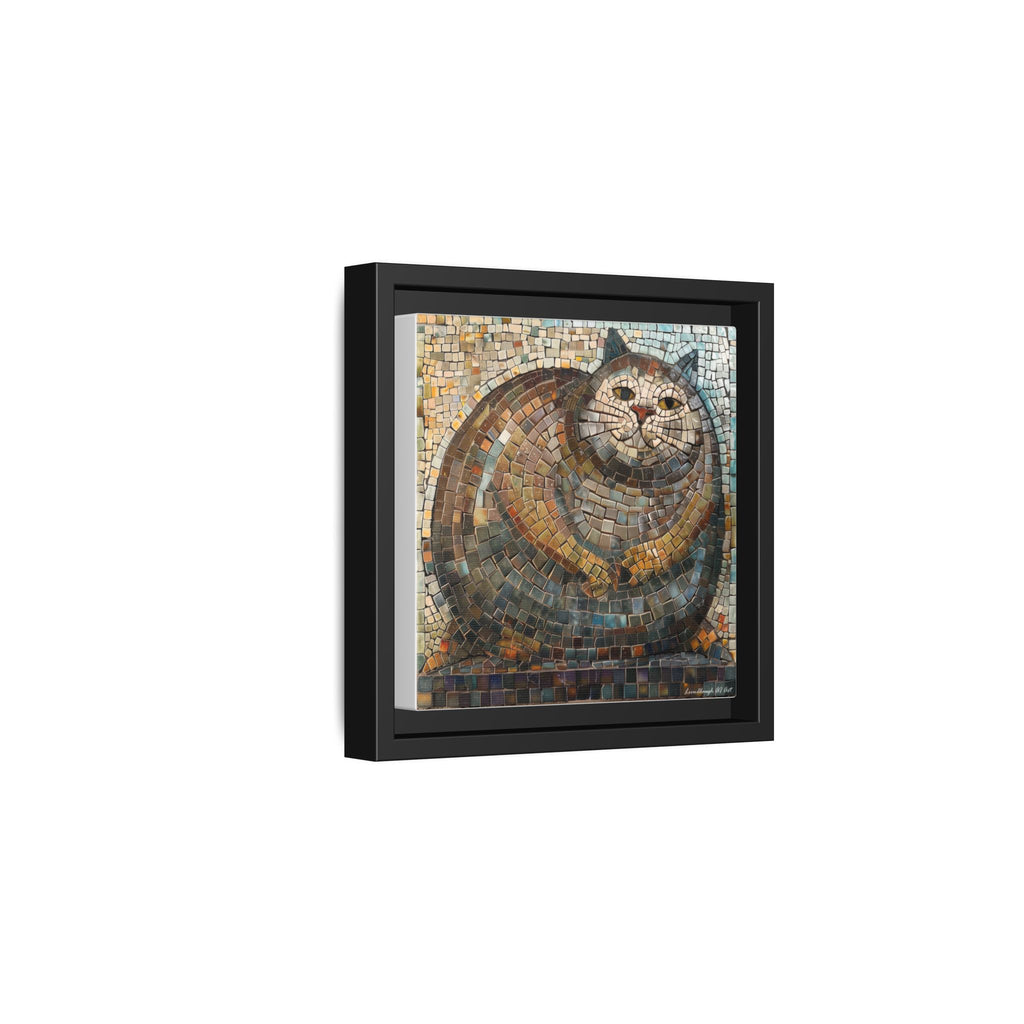 "Serene Mosaic Cat", Framed Mosaic Cat Art Print — Colorful Modern Wall Canvas