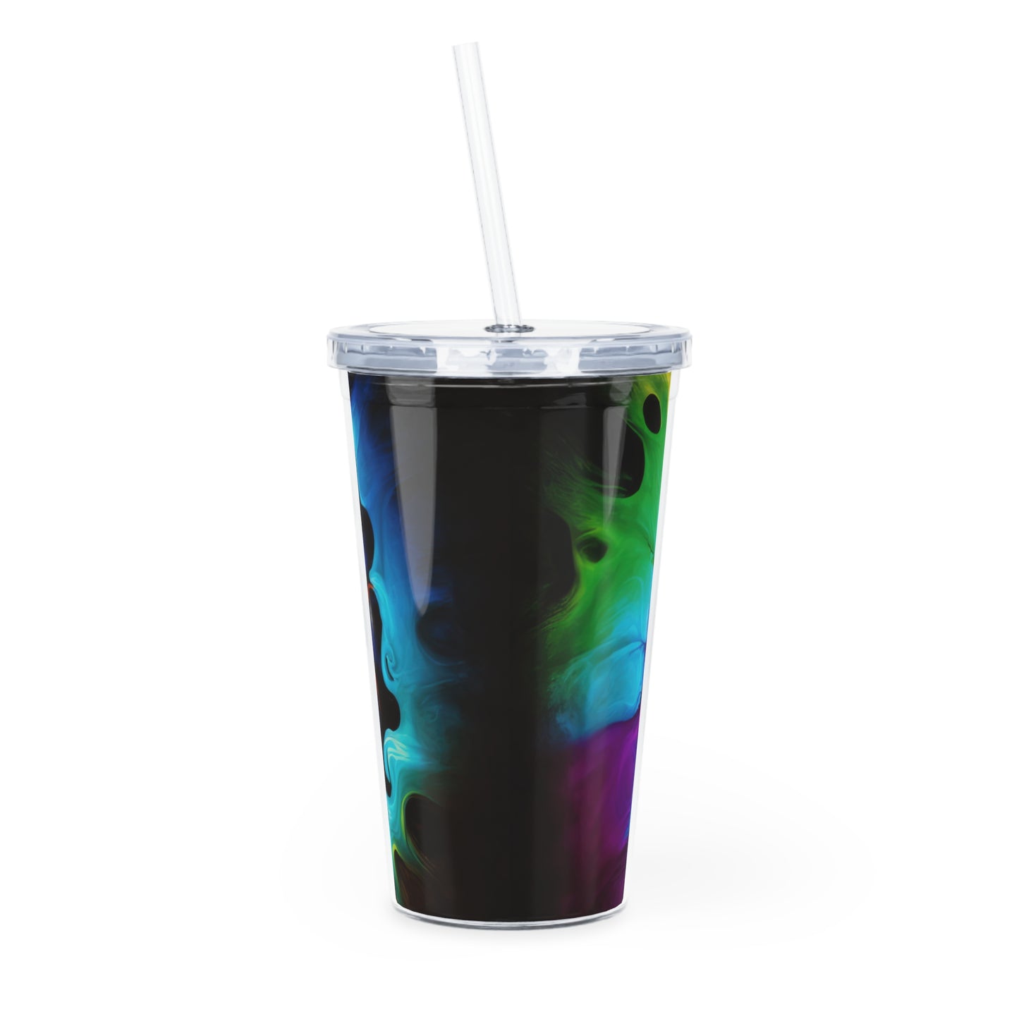 Bold And Beautiful Colors Tie Dye Style One Plastic Tumbler with Straw