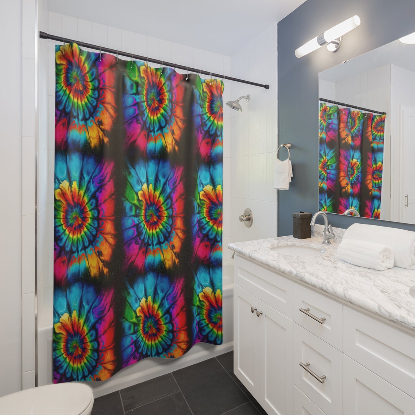 Bold And Beautiful Tie Dye Style Two Shower Curtains