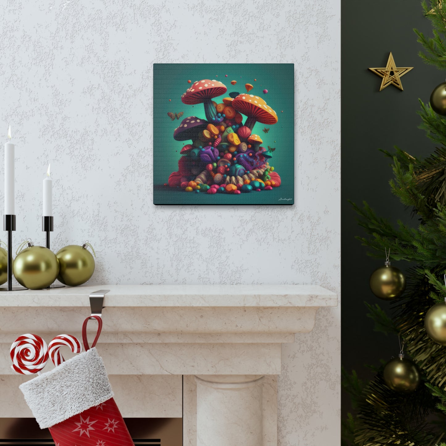 Beautiful Mushroom Luminating Colorful Bliss7 Canvas Gallery Wraps