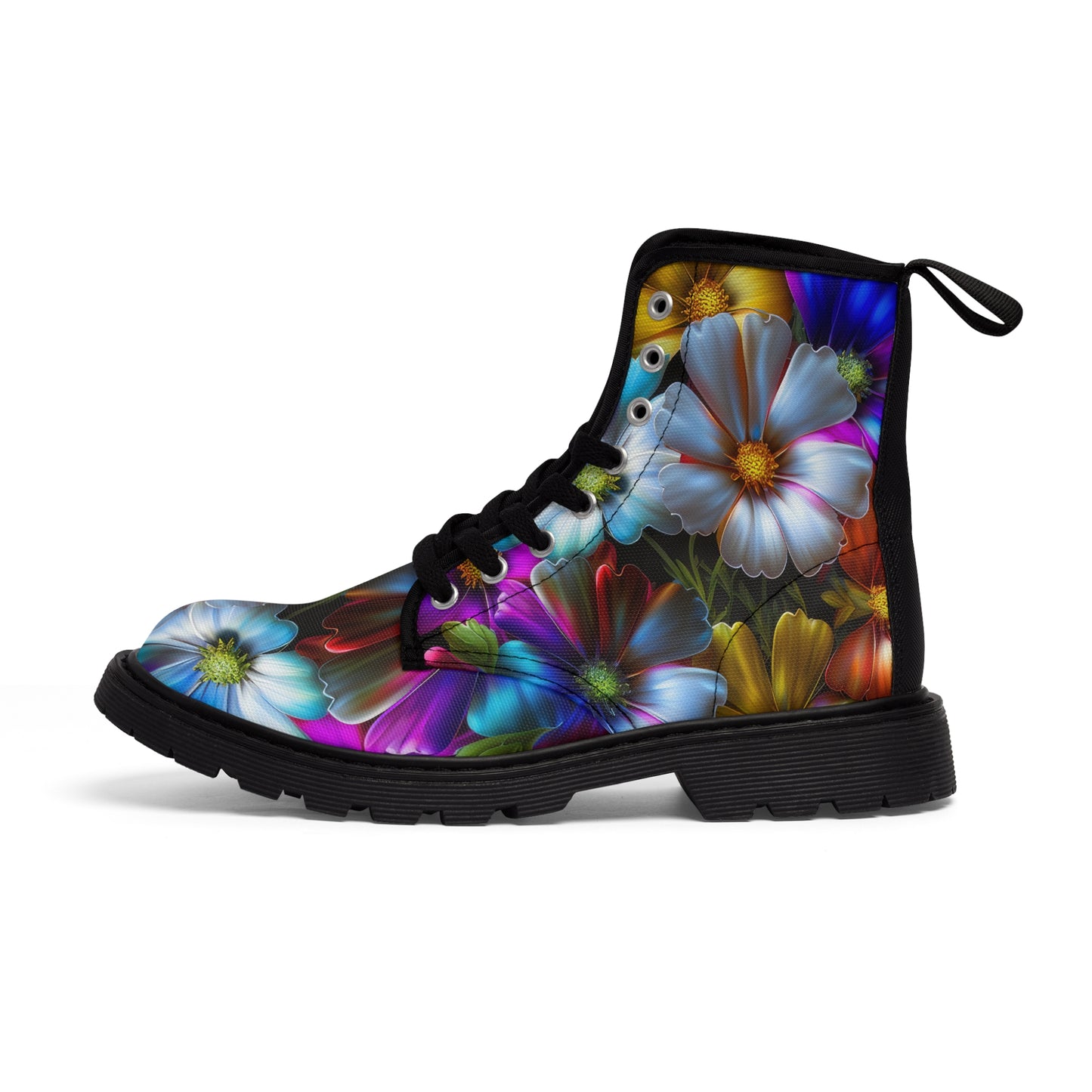 Bold & Beautiful & Metallic Wildflowers, Gorgeous floral Design, Style 5 Women's Canvas Boots