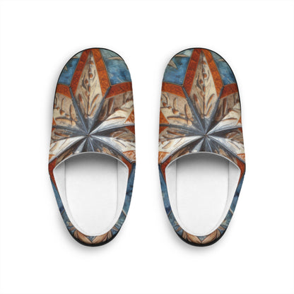 Beautiful Stars Abstract Star Style Orange, White And Blue Men's Indoor Slippers