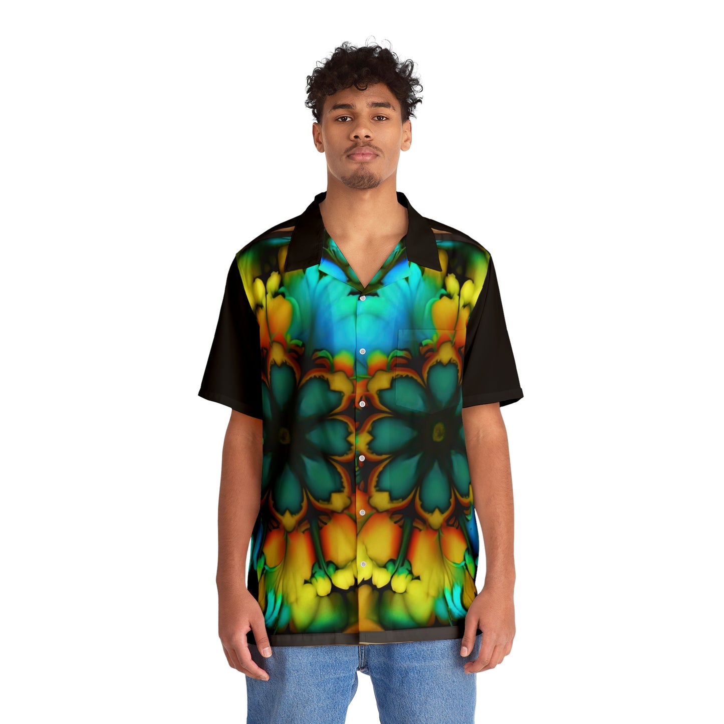 Bold And Beautiful Tie Dye B 3 Blue Yellow Men's Hawaiian Shirt (AOP)