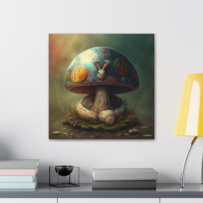 Gothic Style Blue Mushroom With Animal Style Canvas Gallery Wraps