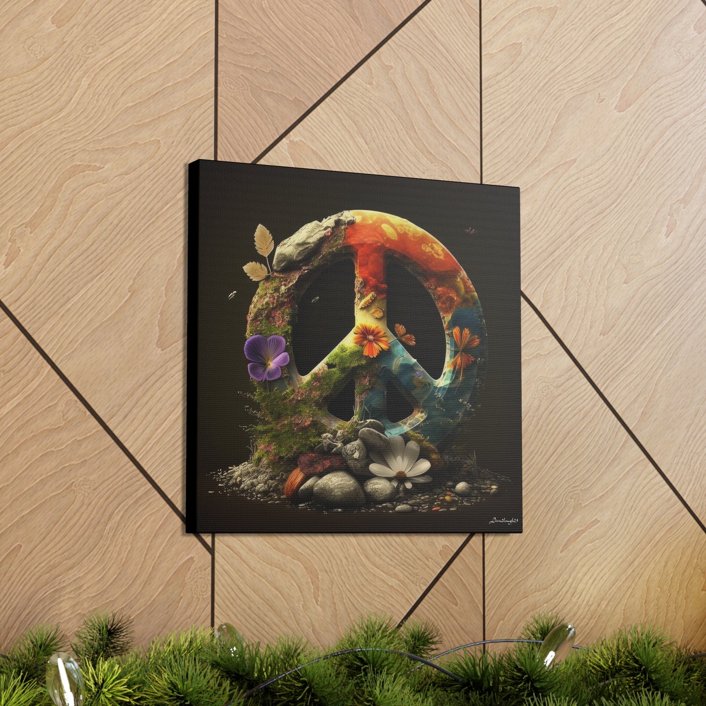 Beautiful Forest Round Peace Sign  8 Canvas Gallery Wraps