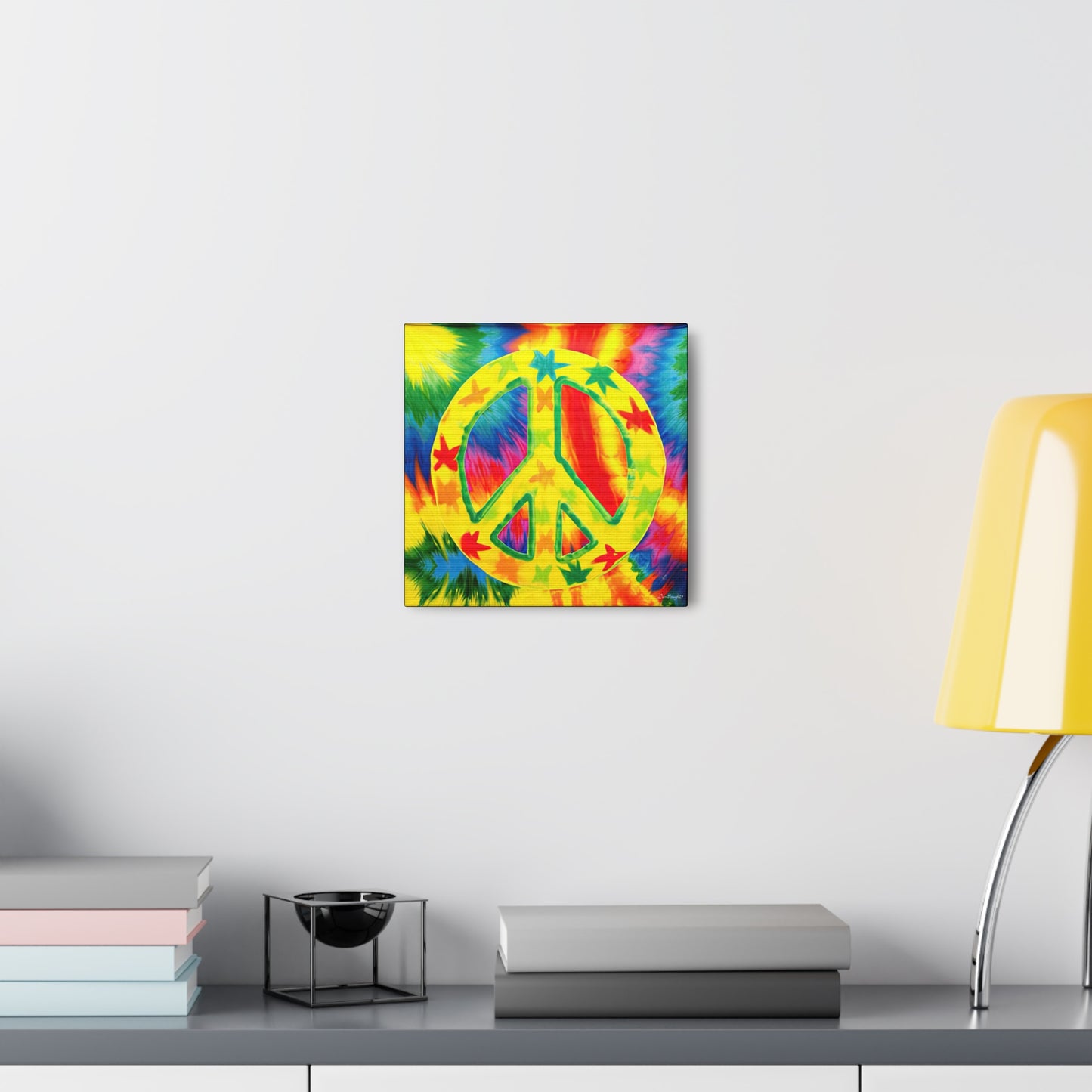 Coolio Tie Dye Hippie Peace Sign And Stars 8 Canvas Gallery Wraps
