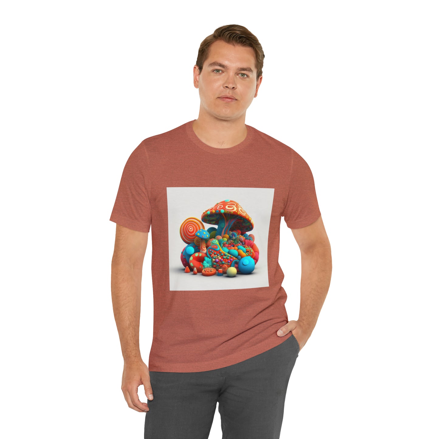 Hippie Mushroom Color Candy Style Design Style 1Unisex Jersey Short Sleeve Tee