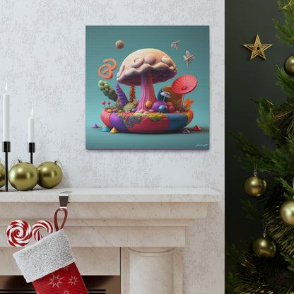 Gummy-Candy Style Mushroom Fun Bliss Cute Flowers Canvas Gallery Wraps